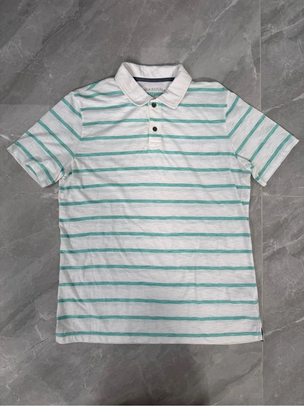 Men’s Banana Republic Vintage Striped Polo Burnout Preppy Classic Size Large